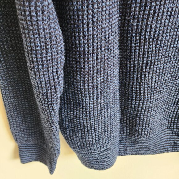 XXL Sweater Blue Navy Jos A Bank Crewneck Chunky Knit Tailored Fit Mens Wool Mix - Picture 14 of 17